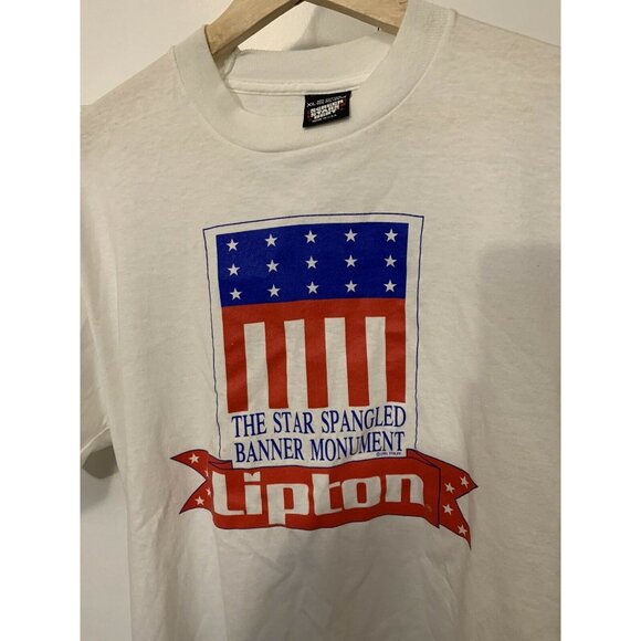 Vintage 90s Lipton Sz XL Star Spangled Banner Monument T-shirt single stitch USA - Picture 3 of 5